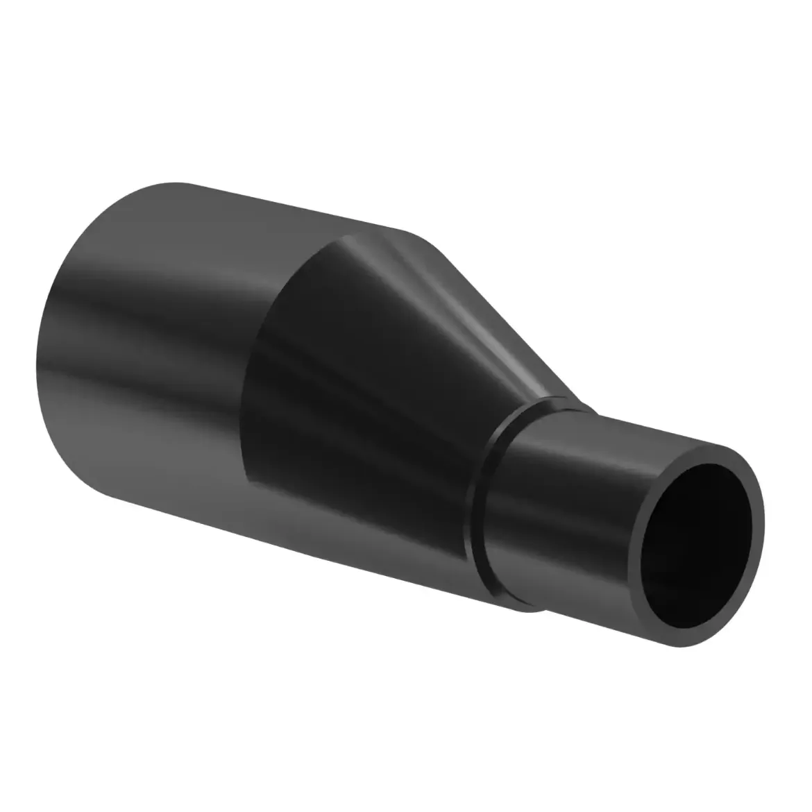 Picture of Reducer excentric:160/140 SDR17 PN10 long spigot injection moulded Butt-welding W/P PE 100-RC black