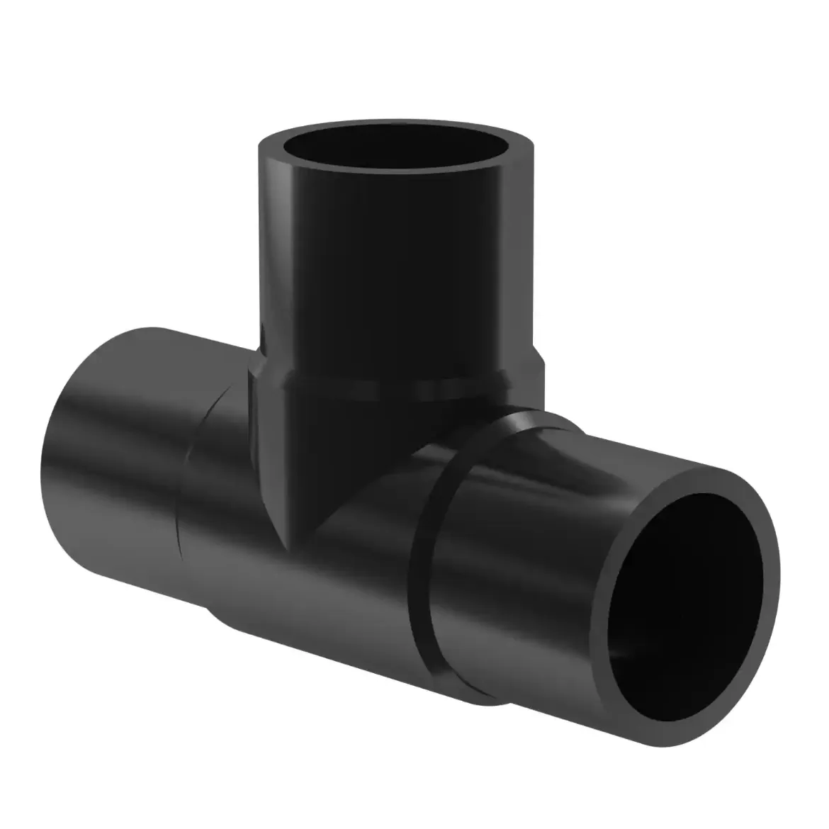 Picture of Tee:180X10.7 SDR17 PN10 long spigot injection moulded Butt+E-socket-welding W/P PE 100-RC black