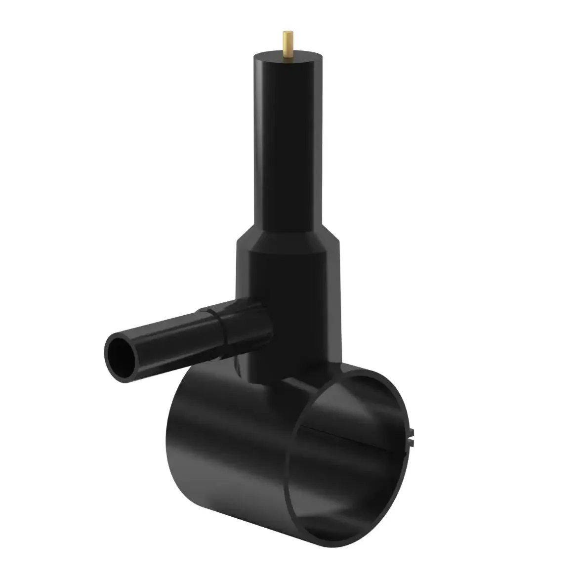 Picture of Pressure Tapping Valve:110/63 SDR17-11 PN16 brass-valve+integrated cutter injection moulded Electro-fusion W/P PE 100-RC black