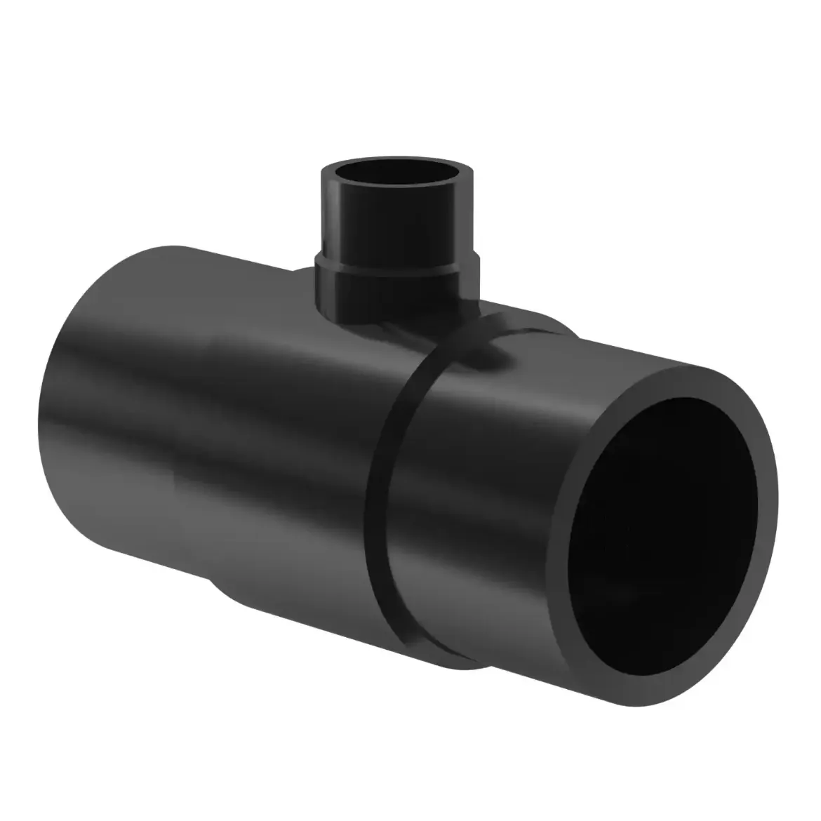 Picture of Tee reduced:180/63 SDR11 ISO S-5 short spigot injection moulded Butt-welding PE 100-RC black