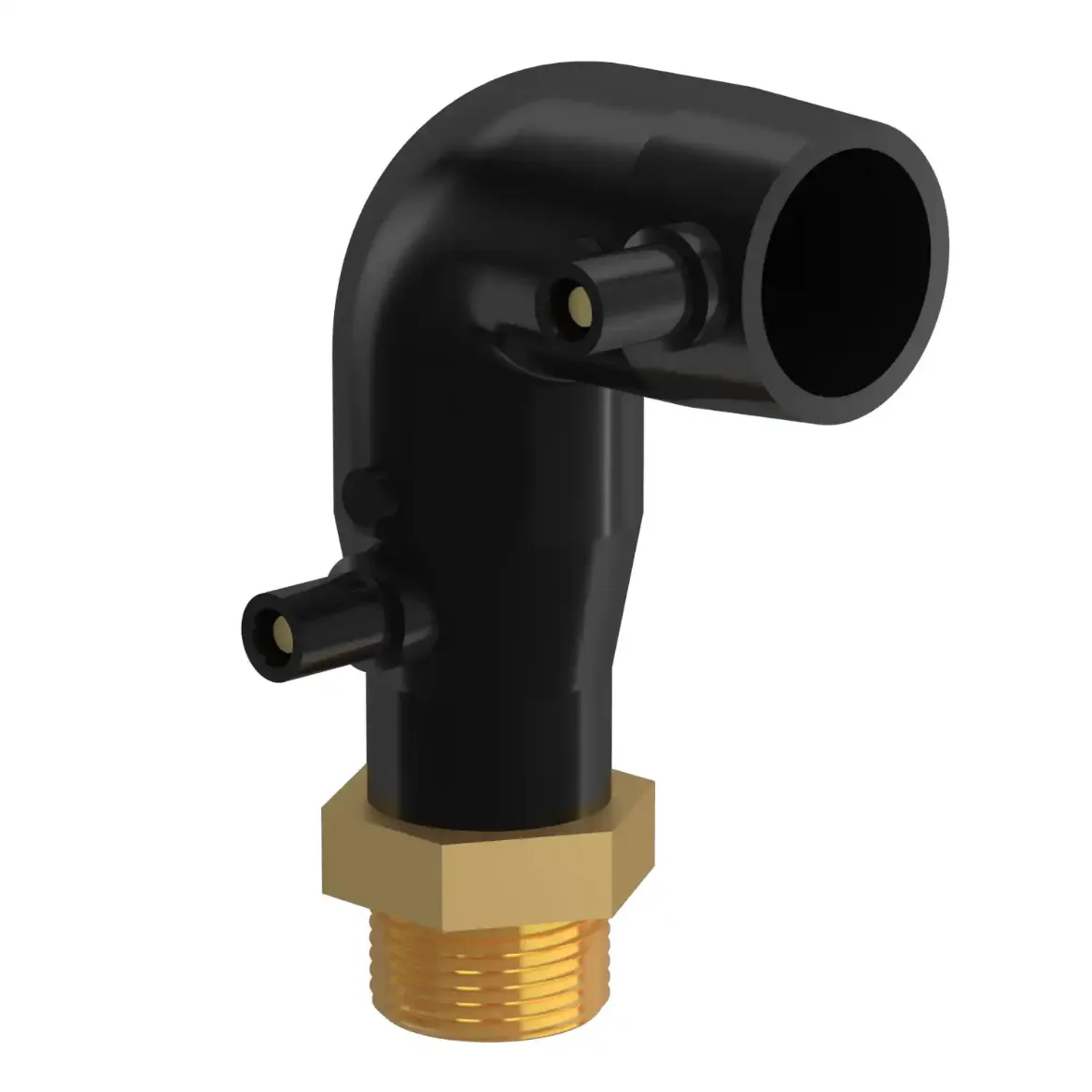 Picture of E-Adaptor Elbow 90deg:32X1in SDR11 PN16 with brass-male thread injection moulded Electro-fusion W/P PE 100-RC black