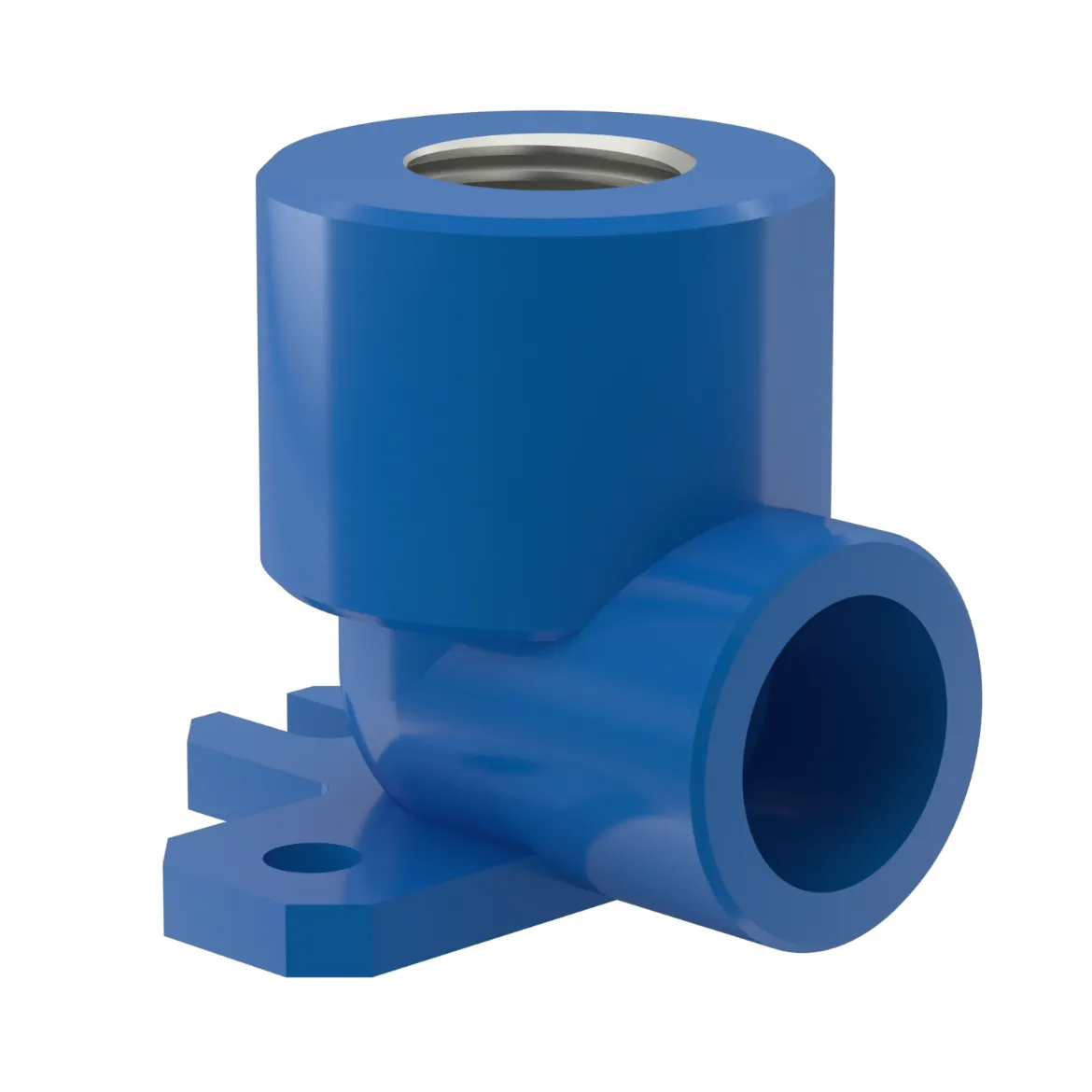 Picture of Bend 90deg with bracket:20X1/2in MOP 16bar with R metal female thread injection moulded Socket-welding PE 100 blue