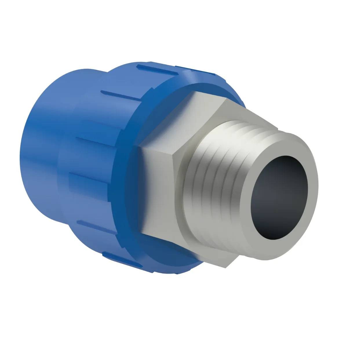 Picture of Adaptor:25X3/4in MOP 16bar with R metal male thread injection moulded Socket-welding PE 100 blue