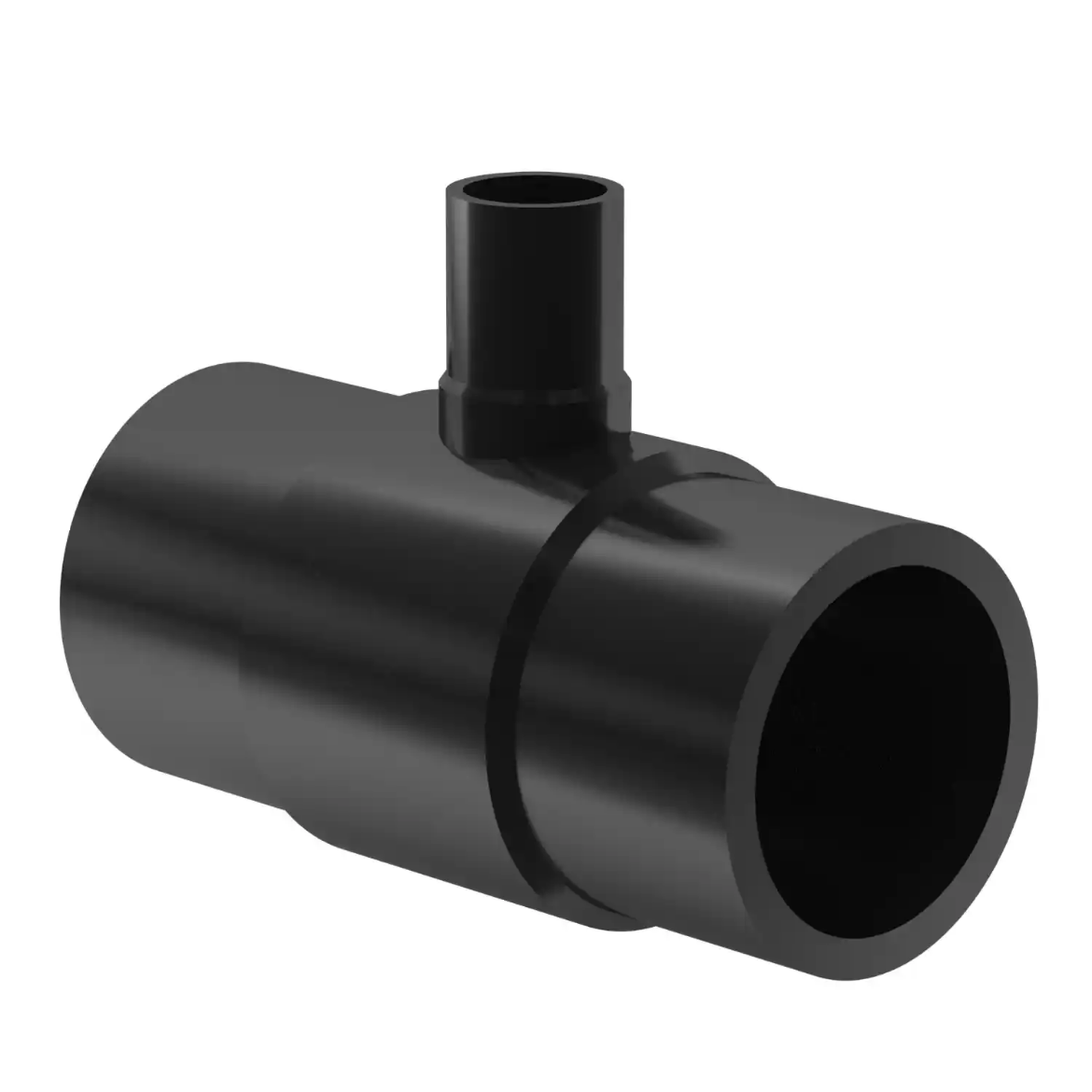Picture of Tee reduced:400/220 SDR11 PN16 long spigot injection moulded Butt+E-socket-welding W/P PE 100-RC black